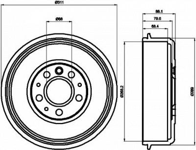 HELLA PAGID 8dt355301721 -  Тормозной барабан